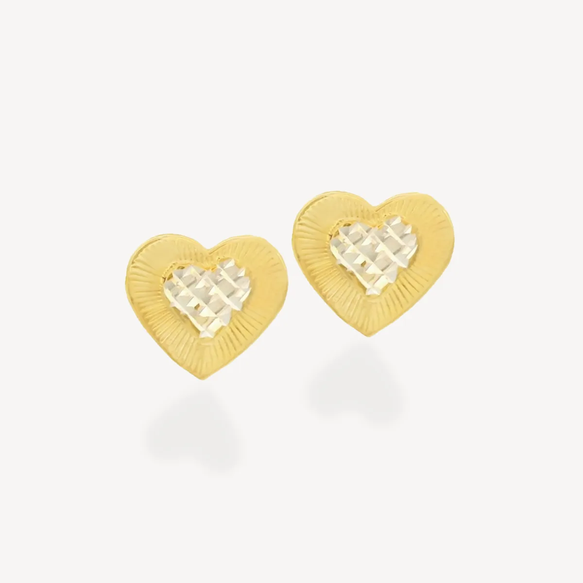 Sparkling Heart Gold Charm Studs