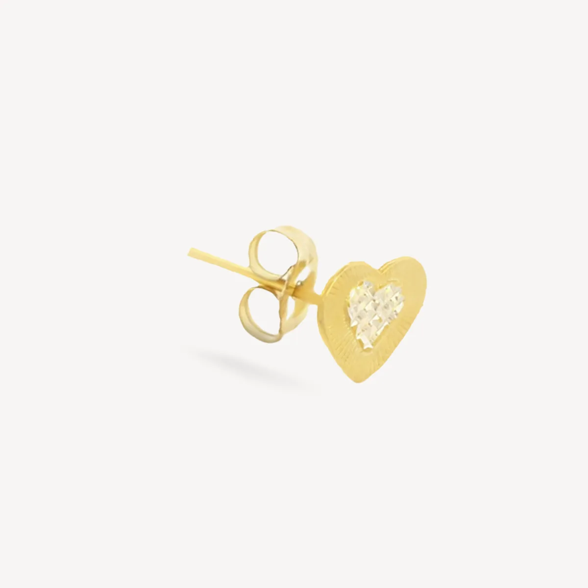 Sparkling Heart Gold Charm Studs - Image 2