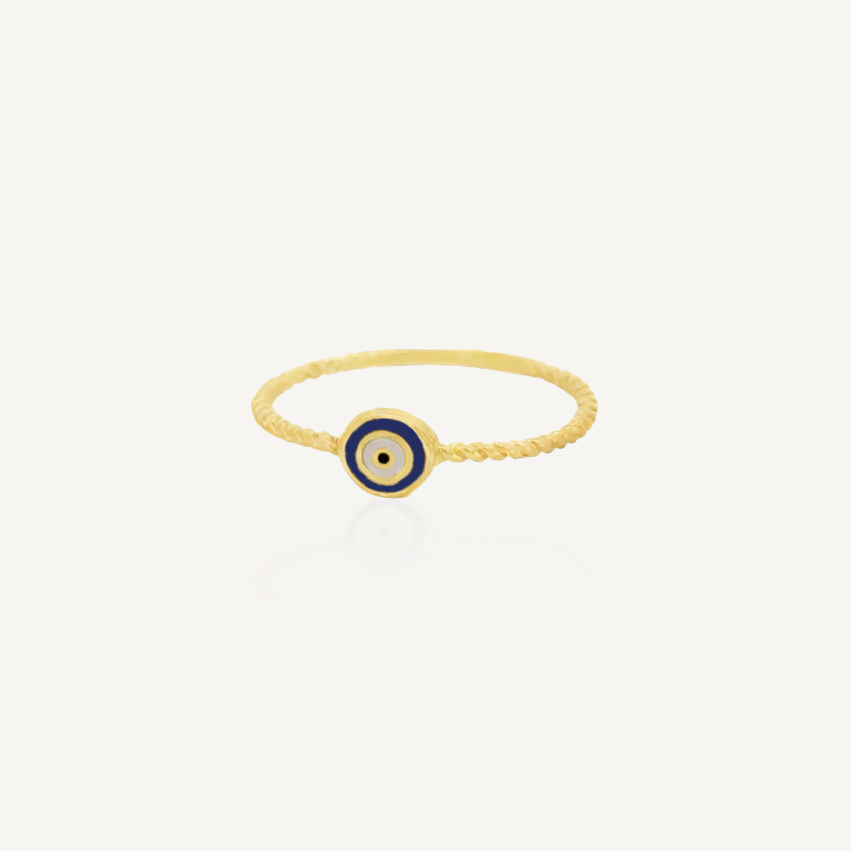 Evil Eye Ring Gold 10K Yellow Gold Handcrafted