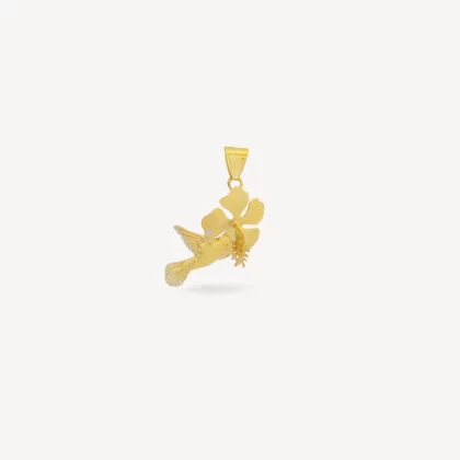 Hibiscus Flower Necklace Pendant in 10K Yellow Gold