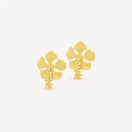 Yellow Gold Flower Stud Earrings Medium