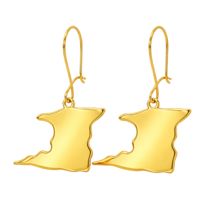 Trinidad Map Solid Short Hanging Earrings