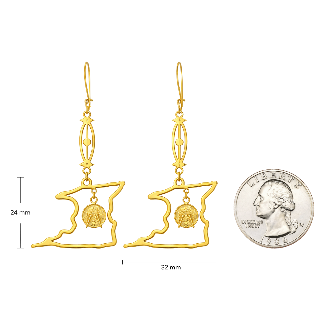 Trinidad Coast Outline with Steelpan Charm Long Hanging Earring - Image 2