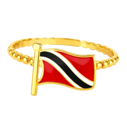 Enamel T&T Flag Beaded Ring