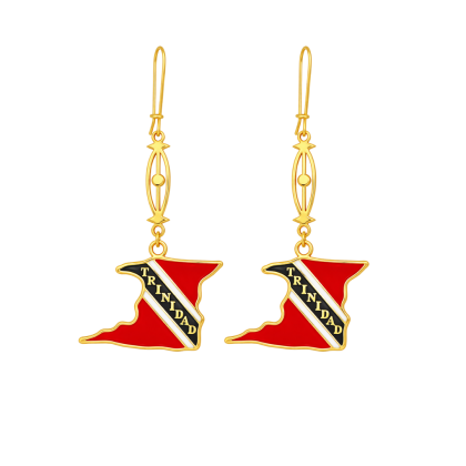 Trinidad Enamel Map Long Hanging Earring