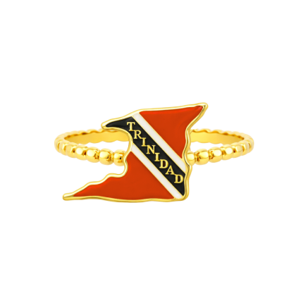 Enamel Trinidad Map Beaded Ring