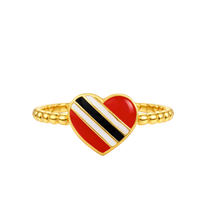 Heart Shaped T&T Flag Beaded Ring