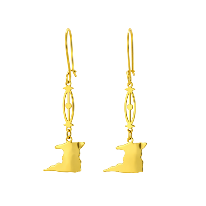 Trinidad Map Solid Long Hanging Earrings