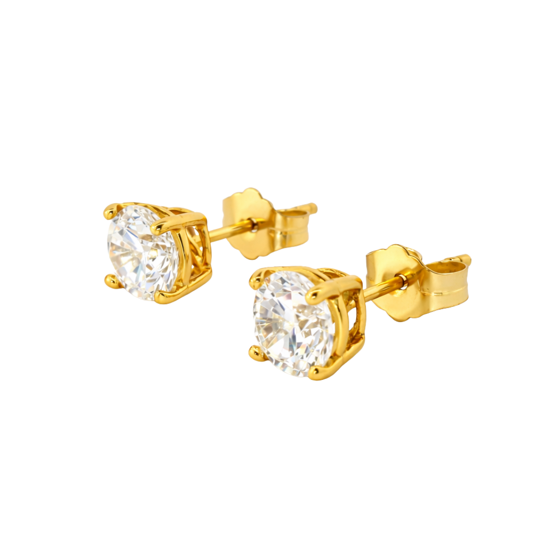 Round Cubic Zirconia Stud Earrings