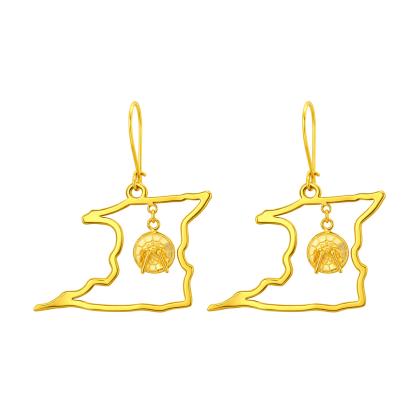 Trinidad Coast Outline with Steelpan Charm Short Hanging Earring