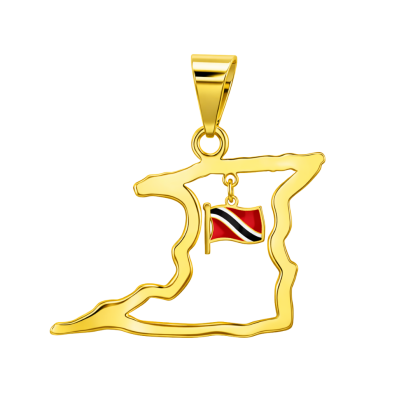 Trinidad Coast Outline with Trini Flag Charm Pendant