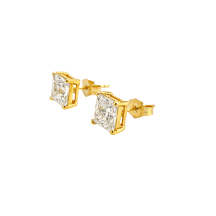 Princess Cut CZ Stud Earrings