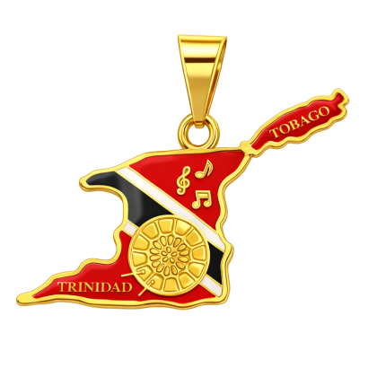 Musical Patriot Trinidad and Tobago Map Pendant