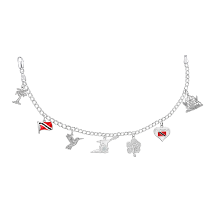 Silver Laser Patriot Jubilee Charm Link Hand Band