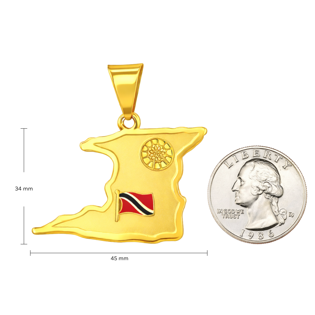 Trinidad Map Emblem Pendant with Steelpan & Flag - Image 2
