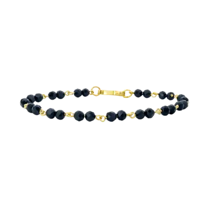 Baby Black Round Jet Bead Hand Band