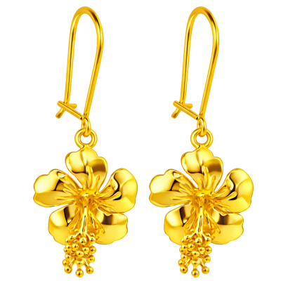 Sculpted Hibiscus Short Hanging Earring