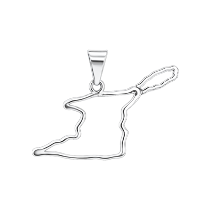 Silver Trinbago Coast Outline Pendant