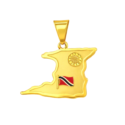 Trinidad Map Emblem Pendant with Steelpan & Flag