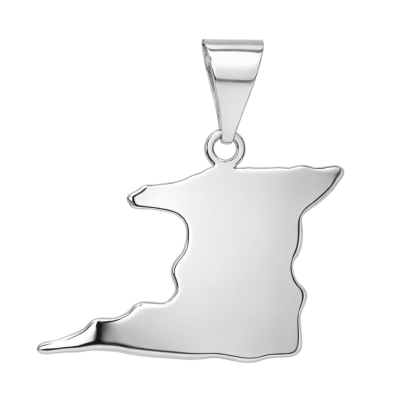 Silver Trinidad Map Solid Pendant