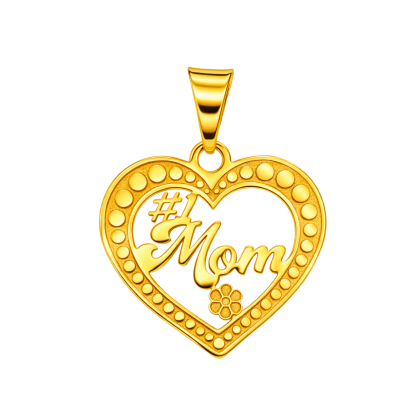 Mom Heart & Flower Pendant
