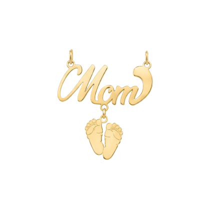 Mom With Baby Feet Drop Pendant