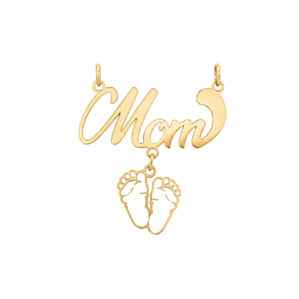 Mom With Baby Feet Outline Drop Pendant
