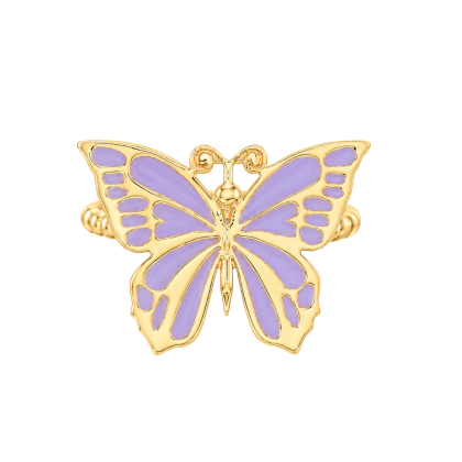 Purple Butterfly Beaded Ring