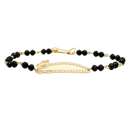 Baby ID Black Round Jet Bead Hand Band