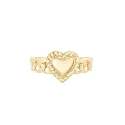 Diamond-Cut Heart Cuban Ring