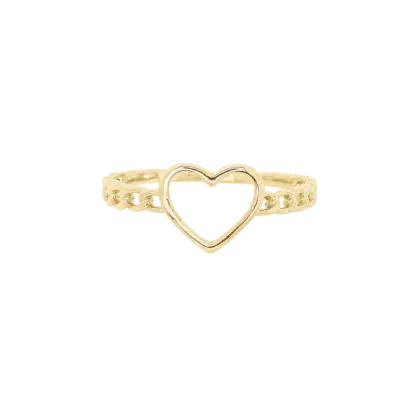 Open Heart Cuban Link Ring