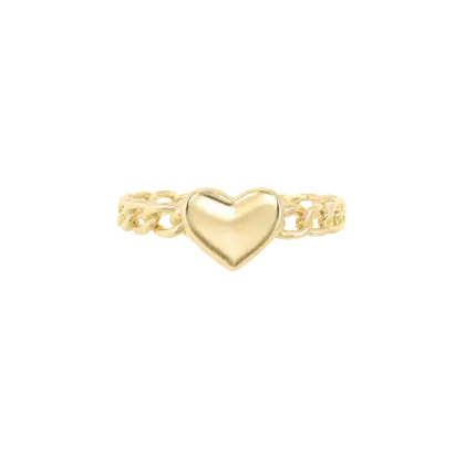 Polished Heart Cuban Ring
